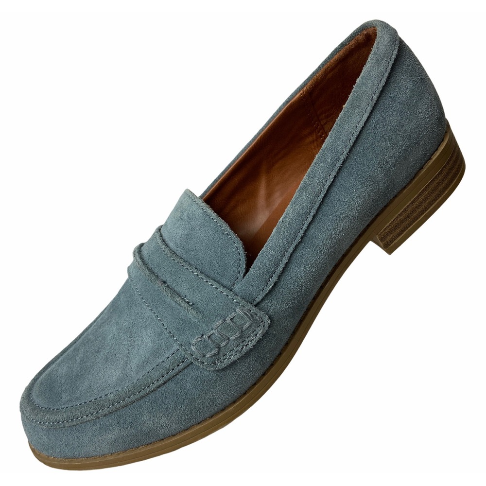 Blue Suede Shoes Mocs Loafers Womens 5.5 Leather Uppers Casual Career Flats Shoe